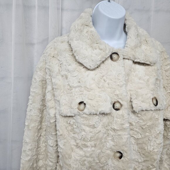 Ci Sono Cream Faux Fur Jacket Bohemian Comfy Cozy Cabin M - Picture 3 of 11